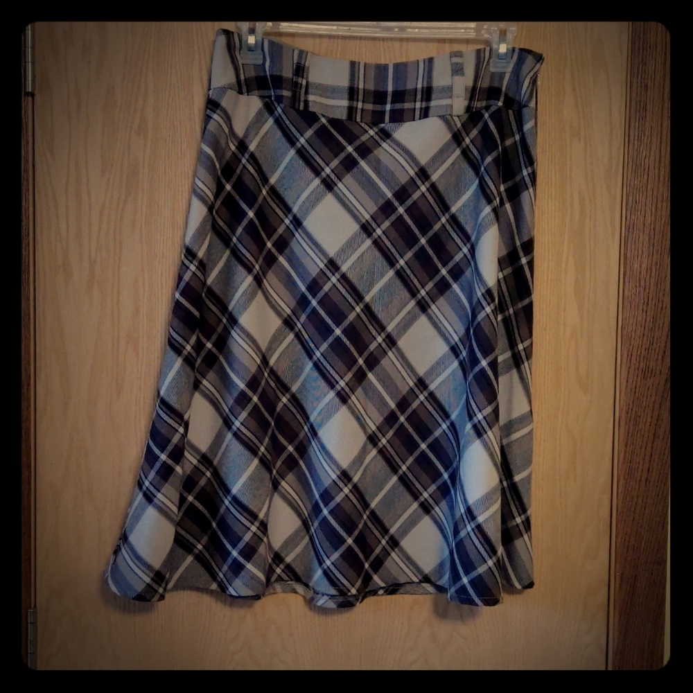 East 5th Tan Plaid Plus Size Midi Skirt